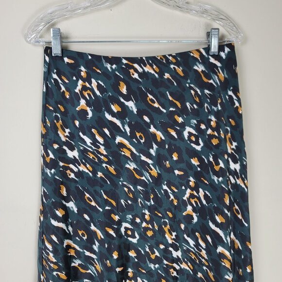 Express Leopard Print Satin Midi High Rise Skirt - Picture 3 of 10